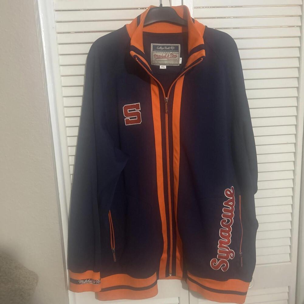 Mitchell & Ness Jacket Mens Large Syracuse Navy Orange Full Zip Track Collegiate